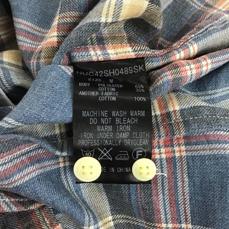 ナノユニバース nano・universe シャツ、ブラウス 長袖 NUC42SH0489SK 胸ポケット M チェック 青 / ブルー /  メンズ USED 古着 中古 10133576