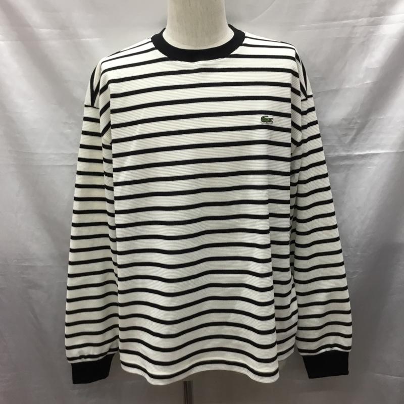 ラコステ LACOSTE カットソー 長袖 長袖カットソー クルーネックカットソー ロングスリーブカットソー 5 ボーダー柄 白 / ホワイト / X 黒 / ブラック /  メンズ USED 古着 中古 10120461