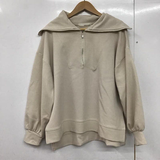 ミスティウーマン mysty woman トレーナー 長袖 ハーフジップ M 無地 ベージュ / ベージュ /  レディース USED 古着 中古 10141226