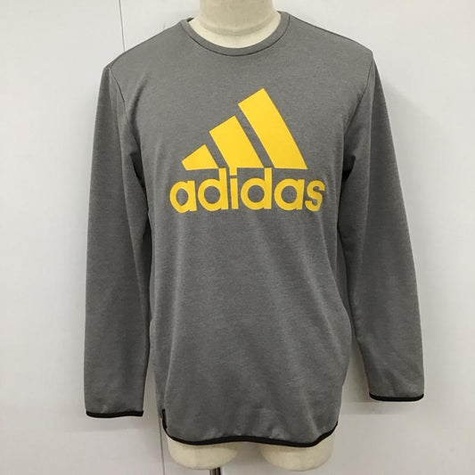 アディダス adidas トレーナー 長袖 AZ4795 スウェット ポケット付き L ロゴ、文字 灰 / グレー / X 黄 / イエロー /  メンズ USED 古着 中古 10123290