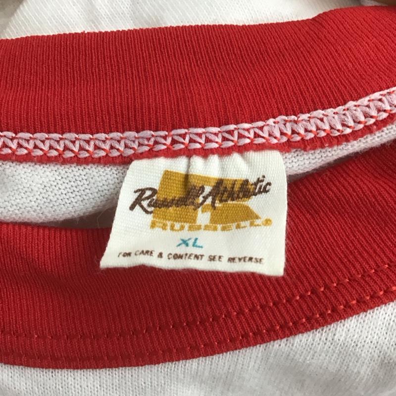ラッセルアスレティック Russell Athletic カットソー 七分袖 長袖カットソー プリントカットソー ラグラン 80s XL プリント 白 / ホワイト / X 赤 / レッド /  メンズ USED 古着 中古 10148032