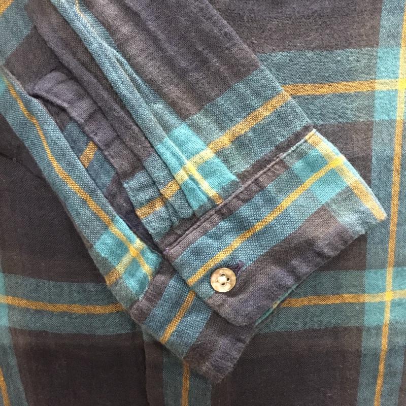 フォーティーファイブアールピーエム 45RPM シャツ、ブラウス 長袖 コットン ガーゼ 3 チェック 紺 / ネイビー / X 緑 / グリーン / X 橙 / オレンジ /  メンズ USED 古着 中古 10118962