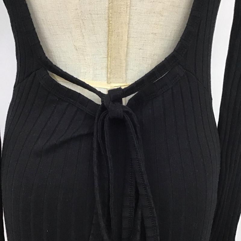 ザラ ZARA ワンピース ロングスカート 3253 816 800 背中開き リブ 長袖 S 無地 黒 / ブラック /  レディース USED 古着 中古 10113501
