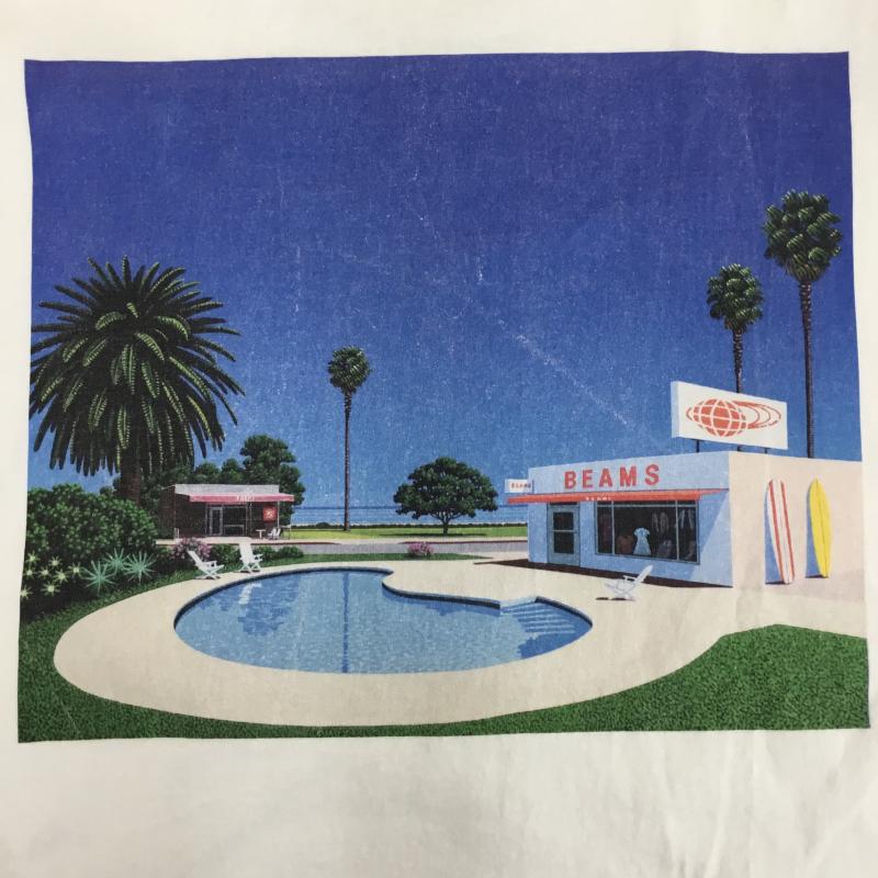 ビームス BEAMS Tシャツ 半袖 BEAMS JAPAN 永井博 XL プリント 白 / ホワイト /  メンズ USED 古着 中古 10151106