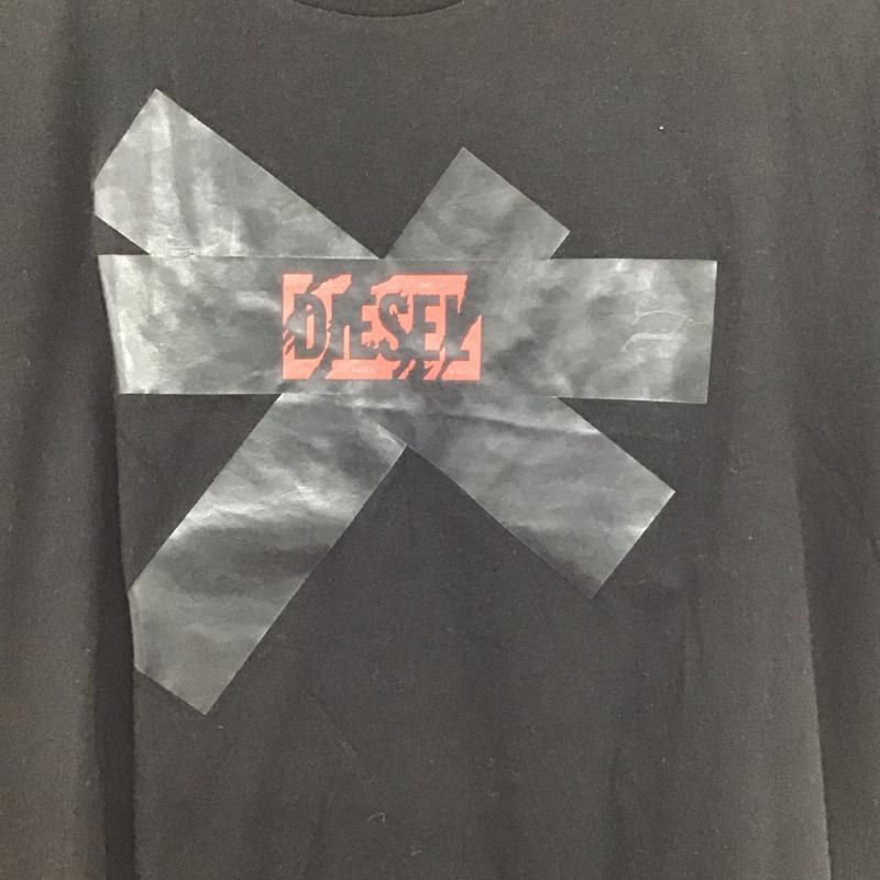 ディーゼル DIESEL Tシャツ 半袖 半袖カットソー プリントTシャツ クルーネックカットソー L ロゴ、文字 黒 / ブラック /  メンズ USED 古着 中古 10148987