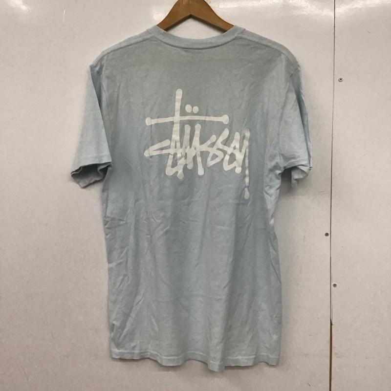 ステューシー STUSSY Tシャツ 半袖 半袖カットソー プリントTシャツ クルーネックカットソー M ロゴ、文字 水色 / ライトブルー /  メンズ USED 古着 中古 10148252