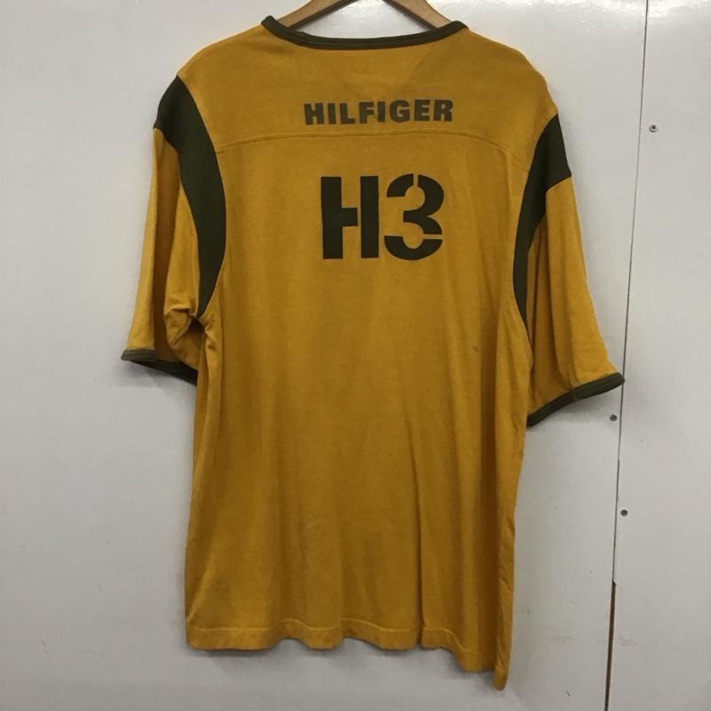 トミー ジーンズ TOMMY JEANS Tシャツ 半袖 半袖カットソー プリントTシャツ Vネックカットソー XL ロゴ、文字 黄 / イエロー /  メンズ USED 古着 中古 10132603