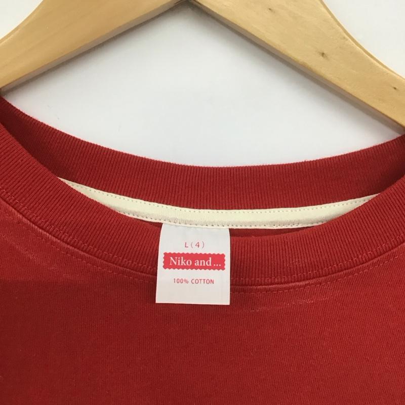 ニコアンド niko and... Tシャツ 半袖 L ロゴ、文字 X プリント 赤 / レッド /  レディース USED 古着 中古 10148422