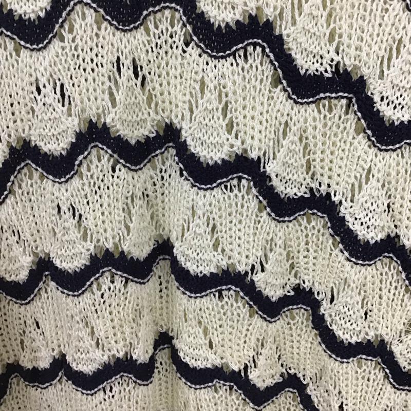 ニコアンド niko and... ニット、セーター 長袖 NKM42613MN ボーダー　ルーズ　ポロシャツ　ニット　レース透かし編み L ボーダー柄 マルチカラー / マルチカラー /  レディース USED 古着 中古 10141598