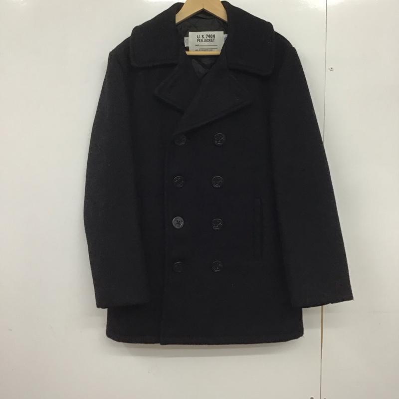 ショット schott コート ピーコート ピーコート アウター ダブル ショートコート 36 無地 ダークグレー / ダークグレー /  メンズ USED 古着 中古 10146664