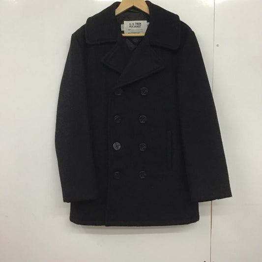 ショット schott コート ピーコート ピーコート アウター ダブル ショートコート 36 無地 ダークグレー / ダークグレー /  メンズ USED 古着 中古 10146664