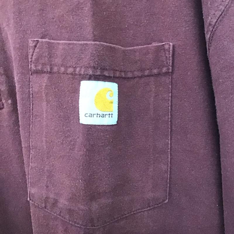 カーハート Carhartt Tシャツ 半袖 半袖カットソー ヘンリーネックカットソー XL ロゴ、文字 えんじ / ワインレッド /  メンズ USED 古着 中古 10145688