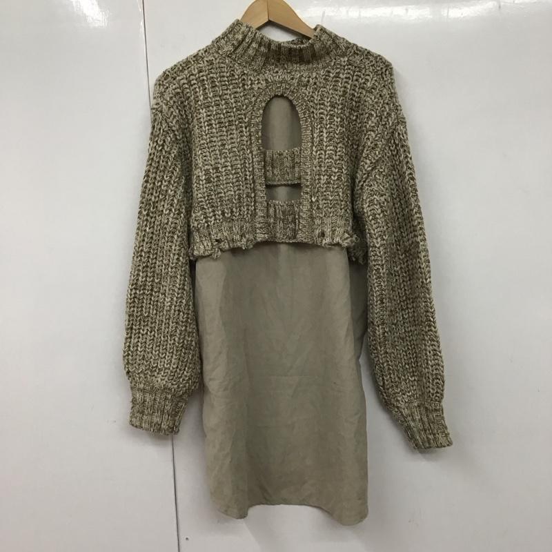 ムルーア MURUA ワンピース ミニスカート 012210301501 メランジニットドッキングワンピース 2 無地 ベージュ / ベージュ /  レディース USED 古着 中古 10130264