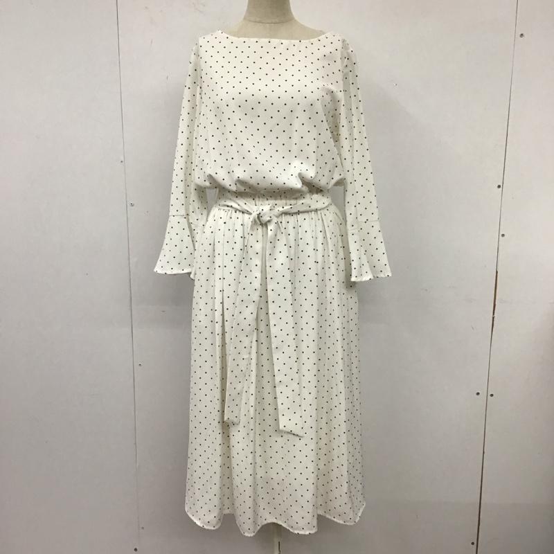オペークドットクリップ OPAQUE.CLIP ワンピース ロングスカート 長袖ワンピース ロングワンピース ドットロングスリーブワンピース M ドット 白 / ホワイト /  レディース USED 古着 中古 10111503
