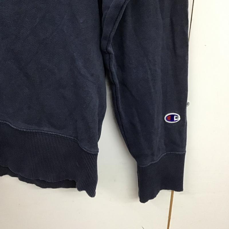 チャンピオン Champion トレーナー 長袖 長袖トレーナー スウェット クルーネック プルオーバー L ロゴ、文字 紺 / ネイビー /  メンズ USED 古着 中古 10150526