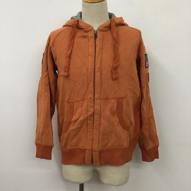 エディーバウアー Eddie Bauer パーカー 長袖 ジップアップパーカー 長袖パーカー プリントスウェット S ロゴ、文字 橙 / オレンジ /  メンズ USED 古着 中古 10112060