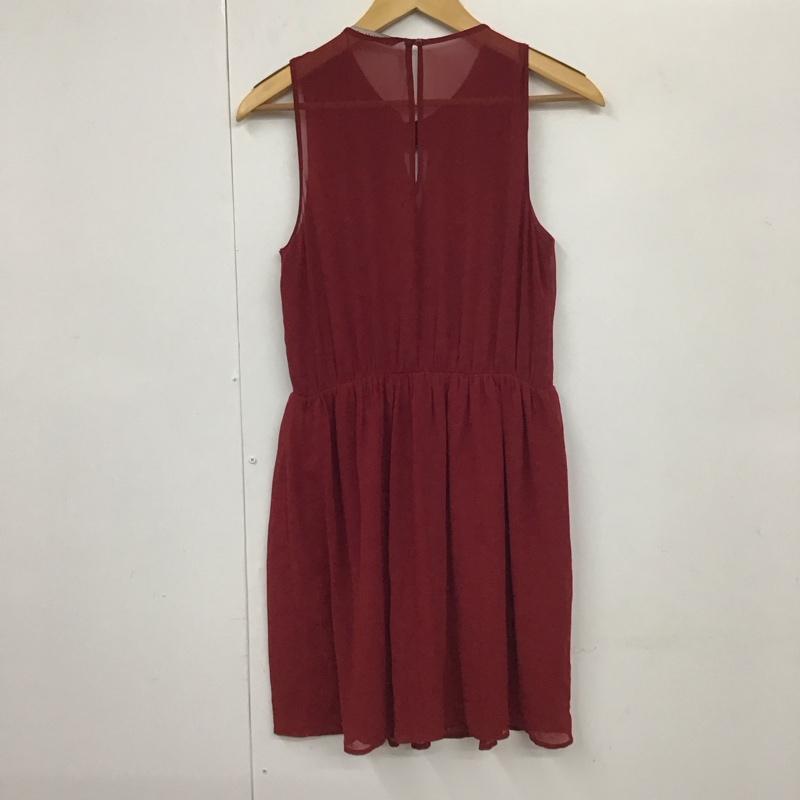 ザラ ZARA ワンピース ひざ丈スカート 0881 227 660 ノースリーブ M  ボルドー / ボルドー /  レディース USED 古着 中古 10131210