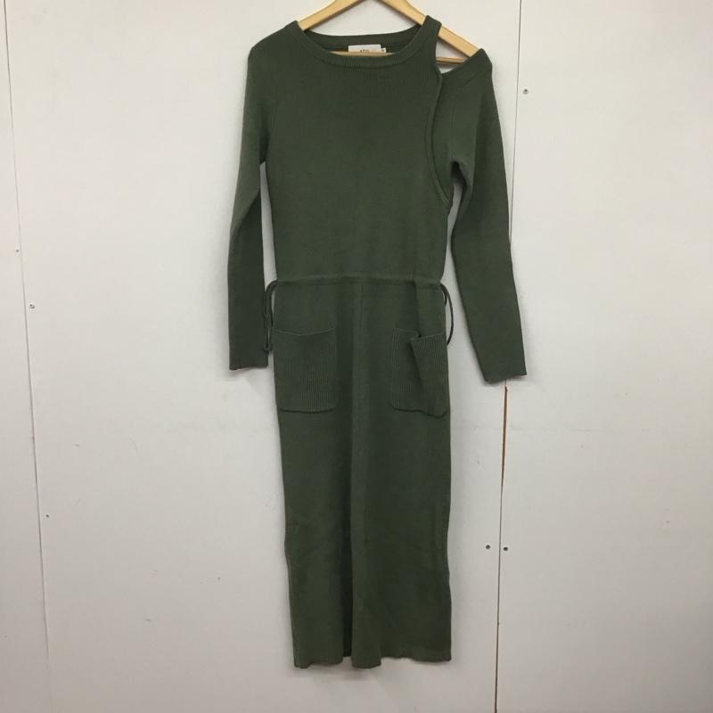 アズールバイマウジー AZUL BY MOUSSY ワンピース ロングスカート 250DSH73-019I SHOULDER SLIT KNIT ONE-PIECE ニットワンピース S 無地 緑 / グリーン /  レディース USED 古着 中古 10142280