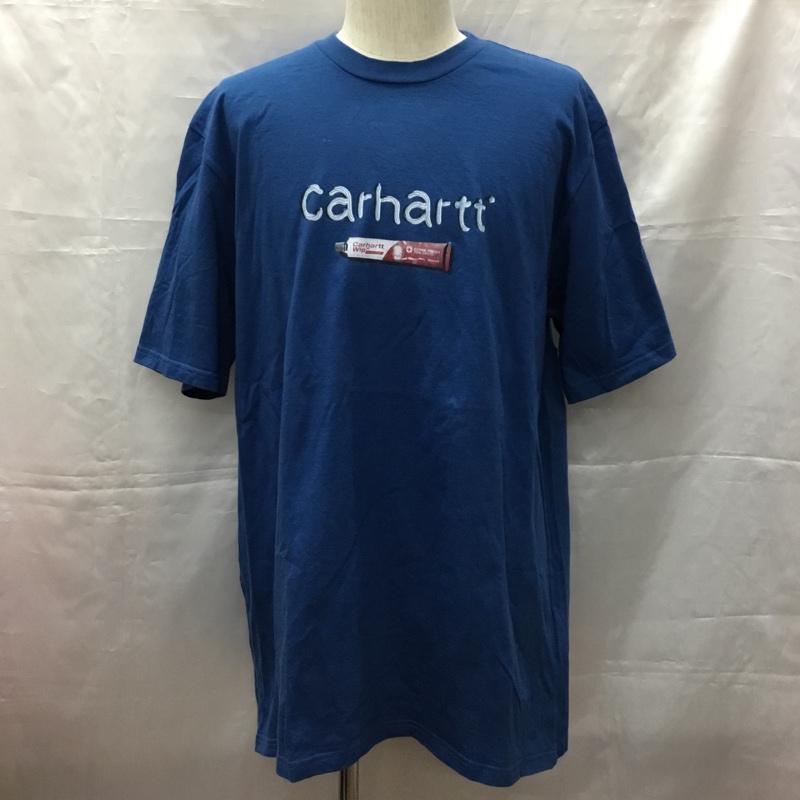 カーハート Carhartt Tシャツ 半袖 半袖カットソー プリントTシャツ クルーネックカットソー XXL ロゴ、文字 青 / ブルー /  メンズ USED 古着 中古 10108373