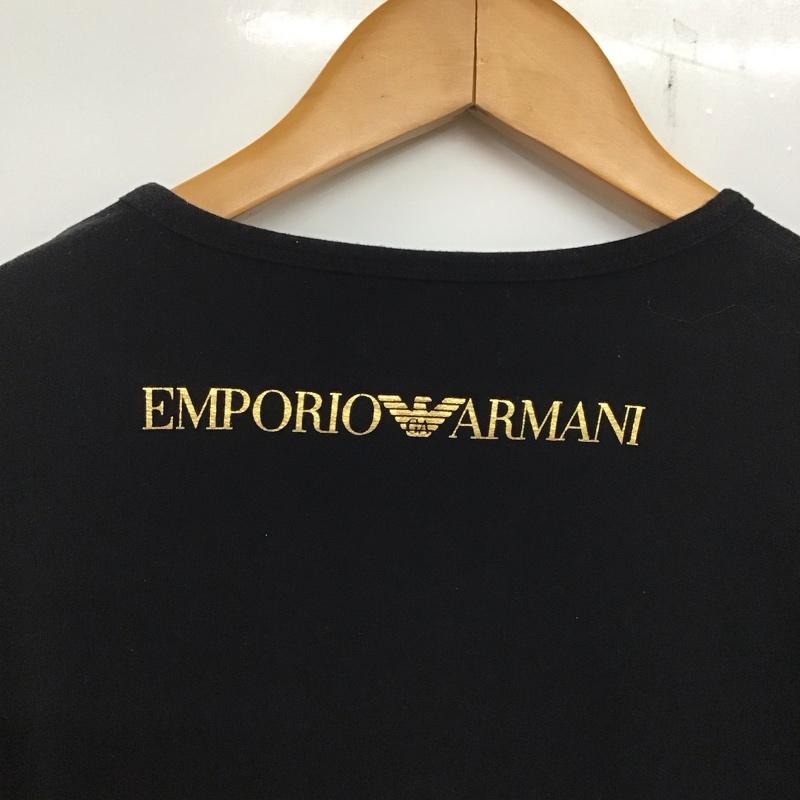 エンポリオアルマーニ EMPORIO ARMANI カットソー 長袖 長袖カットソー クルーネックカットソー スパンコール M ロゴ、文字 黒 / ブラック /  メンズ USED 古着 中古 10136159