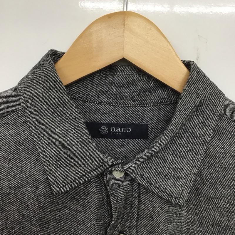 ナノベース nano base シャツ、ブラウス 長袖 長袖シャツ 無地シャツ カラーシャツ L 無地 灰 / グレー /  メンズ USED 古着 中古 10139297