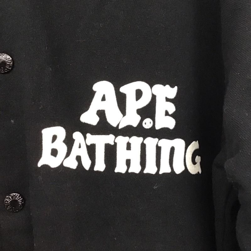 アベイシングエイプ A BATHING APE ジャケット、上着 ジャケット、ブレザー カジュアルジャケット アウター ノーカラージャケット ラグラン L ロゴ、文字 黒 / ブラック /  メンズ USED 古着 中古 10143486