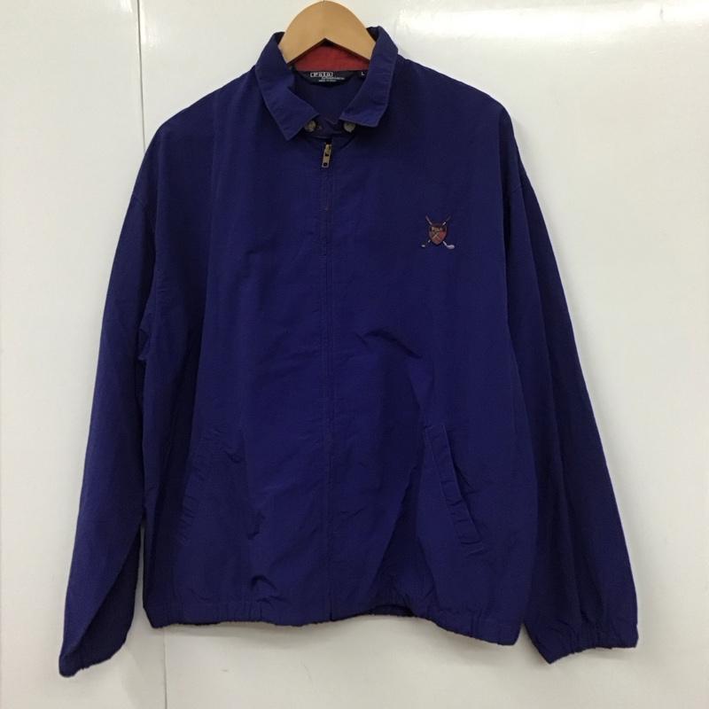ポロバイラルフローレン Polo by RALPH LAUREN ジャケット、上着 ジャンパー、ブルゾン ジップアップジャケット スタンドカラー アウター L ロゴ、文字 青 / ブルー /  メンズ USED 古着 中古 10130361