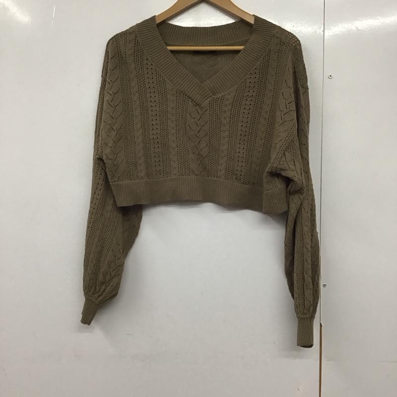 ムルーア MURUA ニット、セーター 長袖 012122602001 ショートシアーニット Vネック FREE 無地 茶 / ブラウン /  レディース USED 古着 中古 10142010