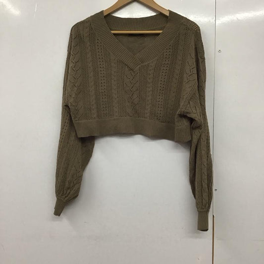 ムルーア MURUA ニット、セーター 長袖 012122602001 ショートシアーニット Vネック FREE 無地 茶 / ブラウン /  レディース USED 古着 中古 10142010