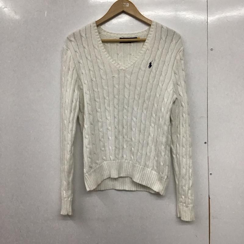 ポロラルフローレン POLO RALPH LAUREN ニット、セーター 長袖 L 無地 白 / ホワイト /  レディース USED 古着 中古 10150485