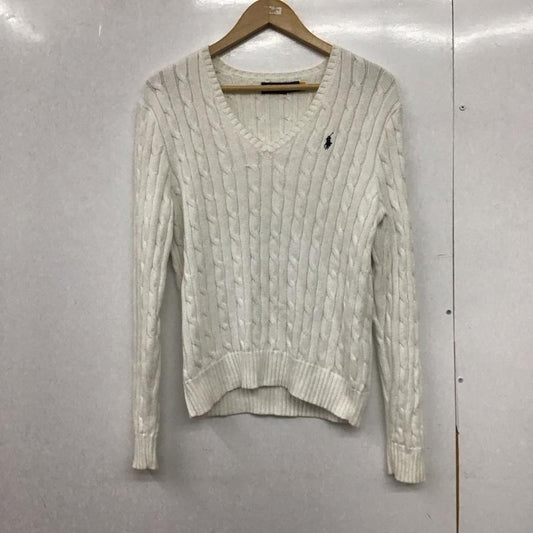 ポロラルフローレン POLO RALPH LAUREN ニット、セーター 長袖 L 無地 白 / ホワイト /  レディース USED 古着 中古 10150485