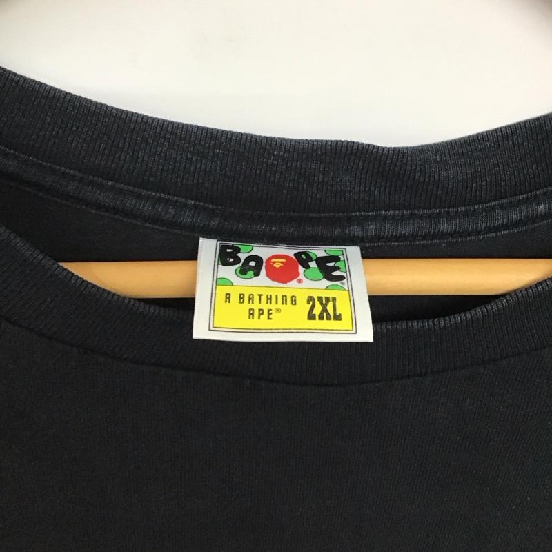 ベイプ BAPE Tシャツ 半袖 半袖カットソー プリントTシャツ クルーネックカットソー 無地 XXL 無地 黒 / ブラック /  メンズ USED 古着 中古 10141413