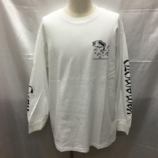 チャレンジャー CHALLENGER Tシャツ 長袖 CLG-TA 022-013 Gary YAMAMOTO LS BAITS TEE タグ付き L ロゴ、文字 白 / ホワイト /  メンズ USED 古着 中古 10109674