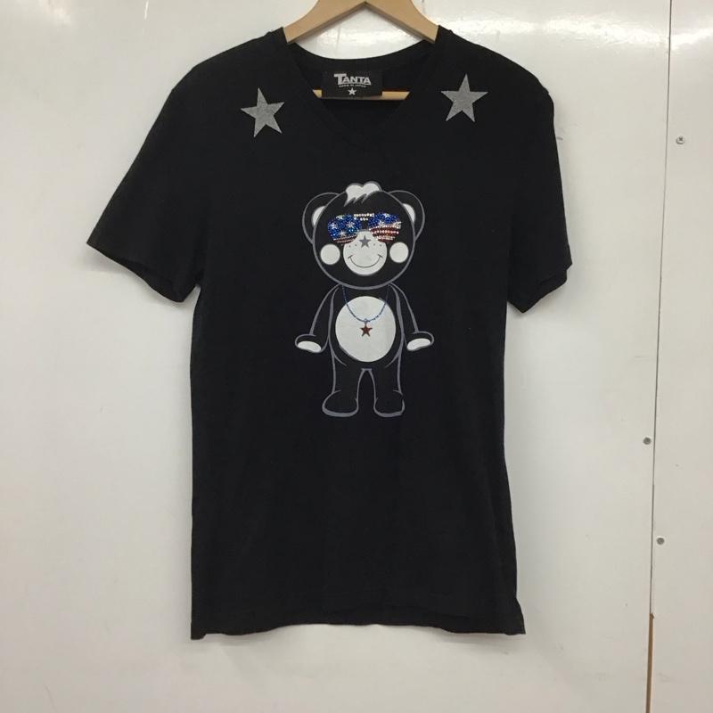 タンタ TANTA Tシャツ 半袖 スパンコール Vネック プリント 黒 / ブラック /  メンズ USED 古着 中古 10133763