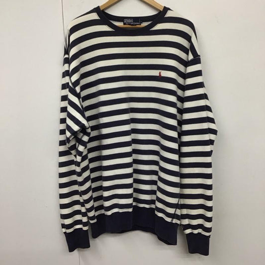 ポロバイラルフローレン Polo by RALPH LAUREN トレーナー 長袖 90s L ボーダー柄 白 / ホワイト / X 紺 / ネイビー /  メンズ USED 古着 中古 10132029