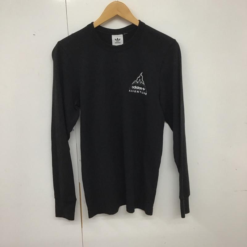 アディダス adidas Tシャツ 長袖 長袖Tシャツ プリントTシャツ 長袖カットソー ロゴ、文字 黒 / ブラック /  メンズ USED 古着 中古 10140135