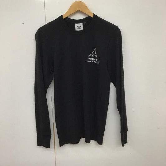 アディダス adidas Tシャツ 長袖 長袖Tシャツ プリントTシャツ 長袖カットソー ロゴ、文字 黒 / ブラック /  メンズ USED 古着 中古 10140135