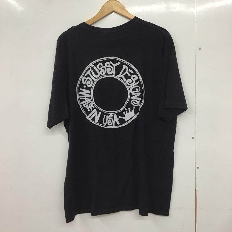 ステューシー STUSSY Tシャツ 半袖 半袖カットソー プリントTシャツ クルーネックカットソー L ロゴ、文字 黒 / ブラック /  メンズ USED 古着 中古 10132553