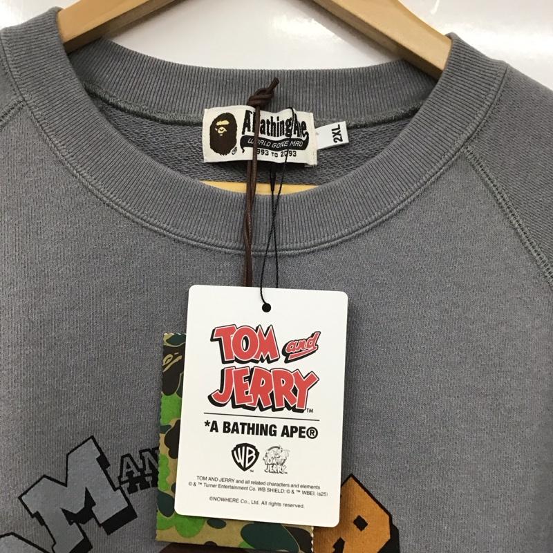 アベイシングエイプ A BATHING APE カットソー 半袖 半袖スウェットカットソー クルーネックカットソー プリントカットソー トムとジェリー XXL プリント 灰 / グレー /  メンズ USED 古着 中古 10130683