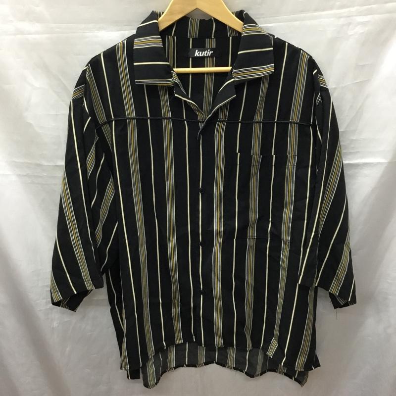 クティール kutir シャツ、ブラウス 半袖 KT922040BW オープンカラー L ストライプ 黒 / ブラック / X 白 / ホワイト / X 茶 / ブラウン /  メンズ USED 古着 中古 10117761