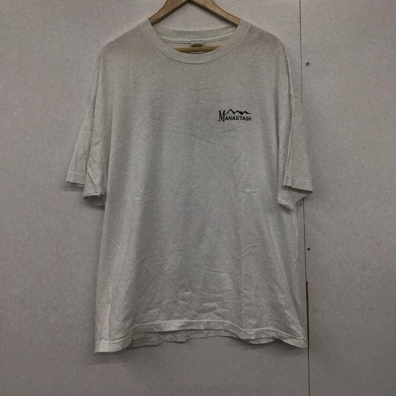 マナスタッシュ MANASTASH Tシャツ 半袖 半袖カットソー プリントTシャツ クルーネックカットソー XL ロゴ、文字 白 / ホワイト /  メンズ USED 古着 中古 10141410