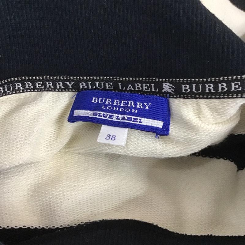 バーバリーロンドン Burberry London ワンピース ひざ丈スカート 半袖ロングワンピース ボーダーワンピース 38 ボーダー柄 白 / ホワイト / X 黒 / ブラック /  レディース USED 古着 中古 10113710