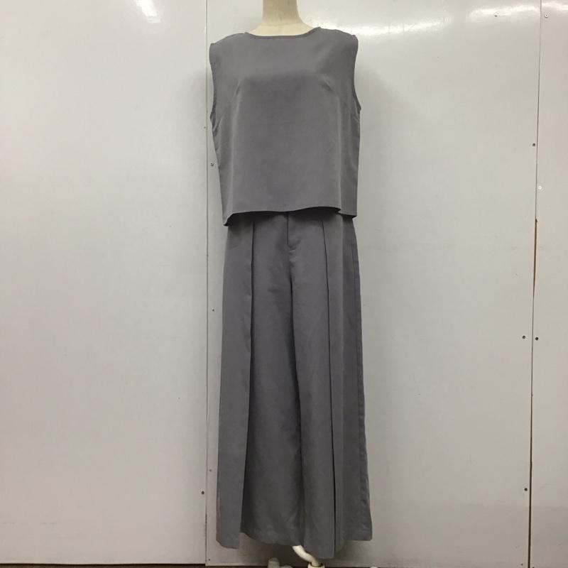 アビトーキョー ABITOKYO セットアップ セットアップ ノースリーブ タックパンツ ワイドパンツ M 無地 灰 / グレー /  レディース USED 古着 中古 10139425