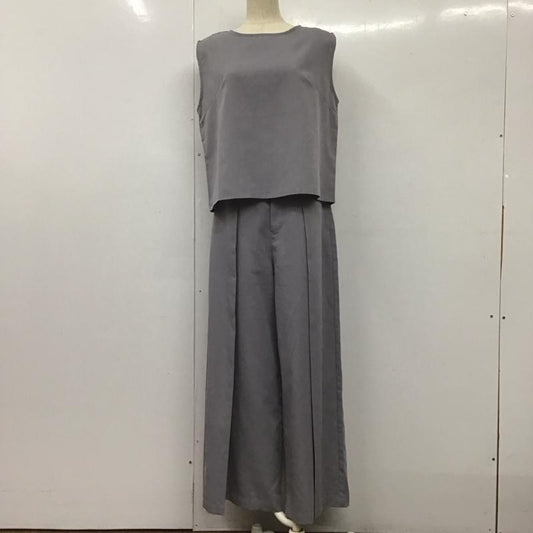 アビトーキョー ABITOKYO セットアップ セットアップ ノースリーブ タックパンツ ワイドパンツ M 無地 灰 / グレー /  レディース USED 古着 中古 10139425