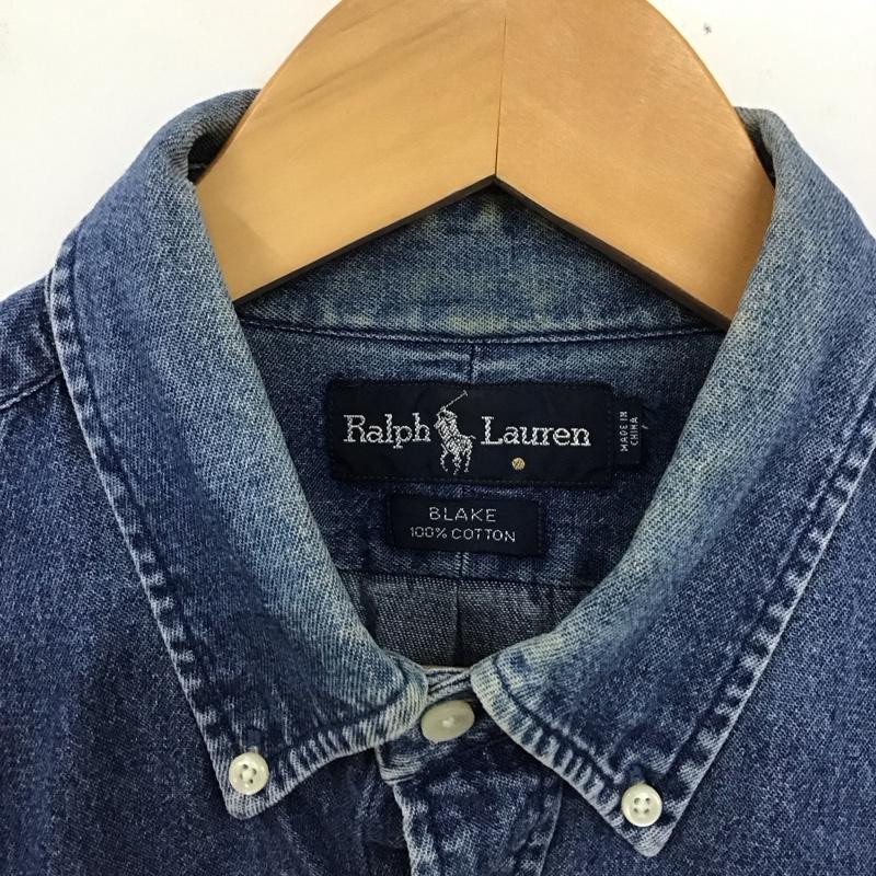 ラルフローレン RALPHLAUREN シャツ、ブラウス 長袖 長袖シャツ 無地シャツ カラーシャツ デニムシャツ ロゴ、文字 インディゴ / インディゴ /  メンズ USED 古着 中古 10129631