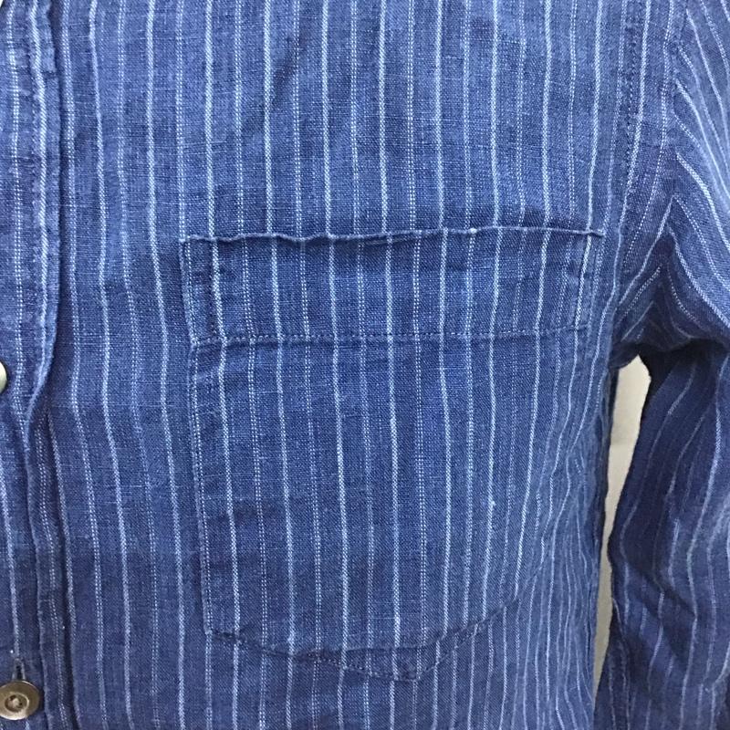 ポロラルフローレン POLO RALPH LAUREN シャツ、ブラウス 長袖 長袖シャツ ノーカラーシャツ ポケットシャツ 長袖カットソー ストライプシャツ XS ストライプ 紺 / ネイビー /  メンズ USED 古着 中古 10114651