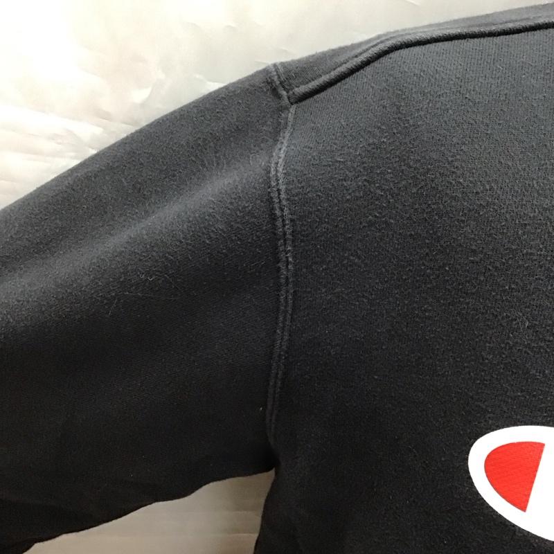 チャンピオン Champion トレーナー 長袖 C3-Q002 クルーネック スウェット XL ロゴ、文字 黒 / ブラック /  メンズ USED 古着 中古 10121196