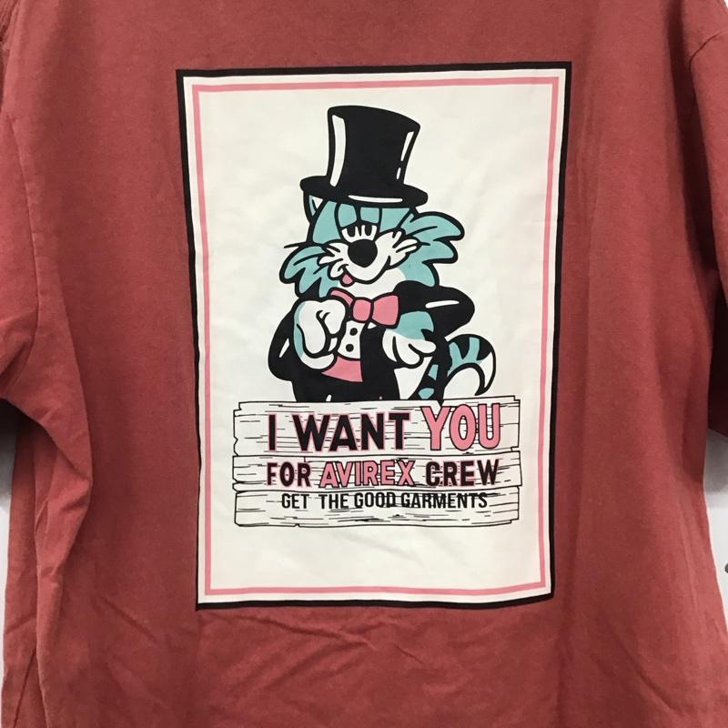 アヴィレックス AVIREX Tシャツ 半袖 半袖カットソー プリントTシャツ クルーネックカットソー XL ロゴ、文字 赤 / レッド /  メンズ USED 古着 中古 10142613