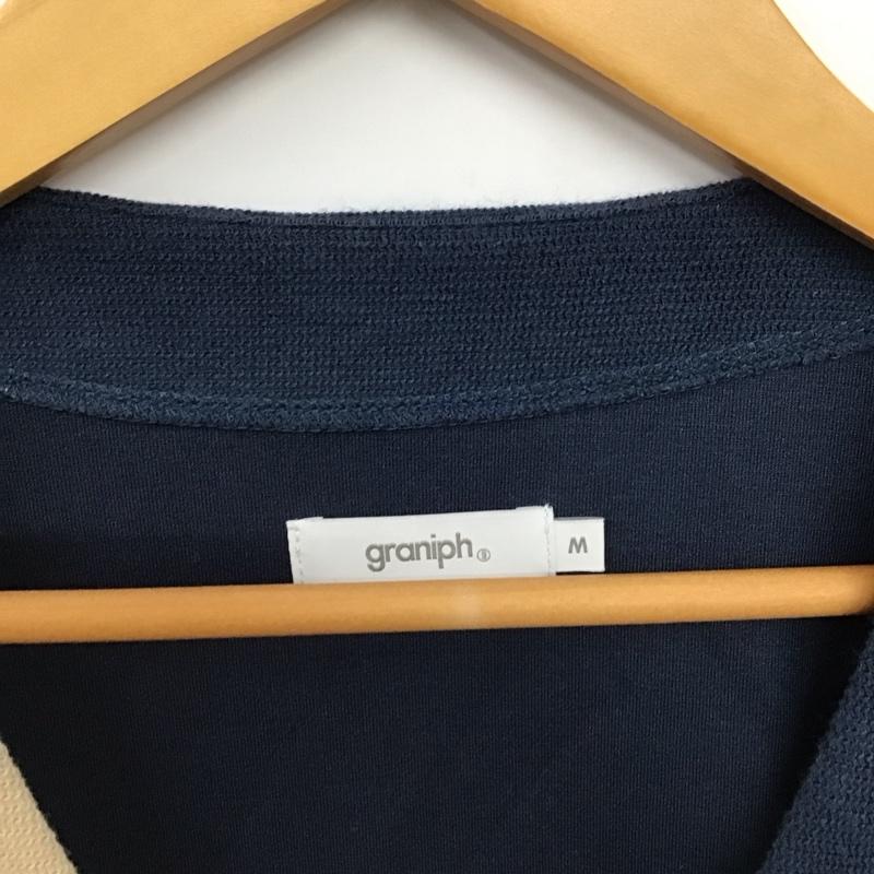 グラニフ graniph カーディガン 長袖 長袖カーディガン 前ボタン ニットカーディガン M ロゴ、文字 ベージュ / ベージュ / X 紺 / ネイビー /  メンズ USED 古着 中古 10150125