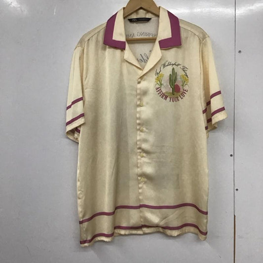 ザラ ZARA シャツ、ブラウス 半袖 半袖シャツ プリントシャツ カラーシャツ S プリント ベージュ / ベージュ /  メンズ USED 古着 中古 10132699